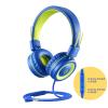 noot products Kids Headphones with Microphone K12 Stereo 5ft Long Cord with 85dB/94dB Volume Limit Wired On-Ear Headset for iPad/Amazon Kindle,Fire/Toddler/Boys/Girls/School(Blue/Lime) view 4