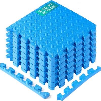 Yes4All EVA Interlocking Mats, Puzzle Floor Tiles, Foam Floor Padding with Border for Furniture, Home Space, Living Room, Garage 11,15,32,99 SQFT