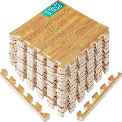 Yes4All EVA Interlocking Mats, Puzzle Floor Tiles, Foam Floor Padding with Border for Furniture, Home Space, Living Room, Garage 11,22,32 SQFT