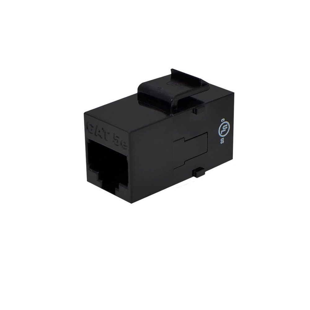 CAT5E RJ-45 Keystone Feedthru Snap-in Coupler Module; Black