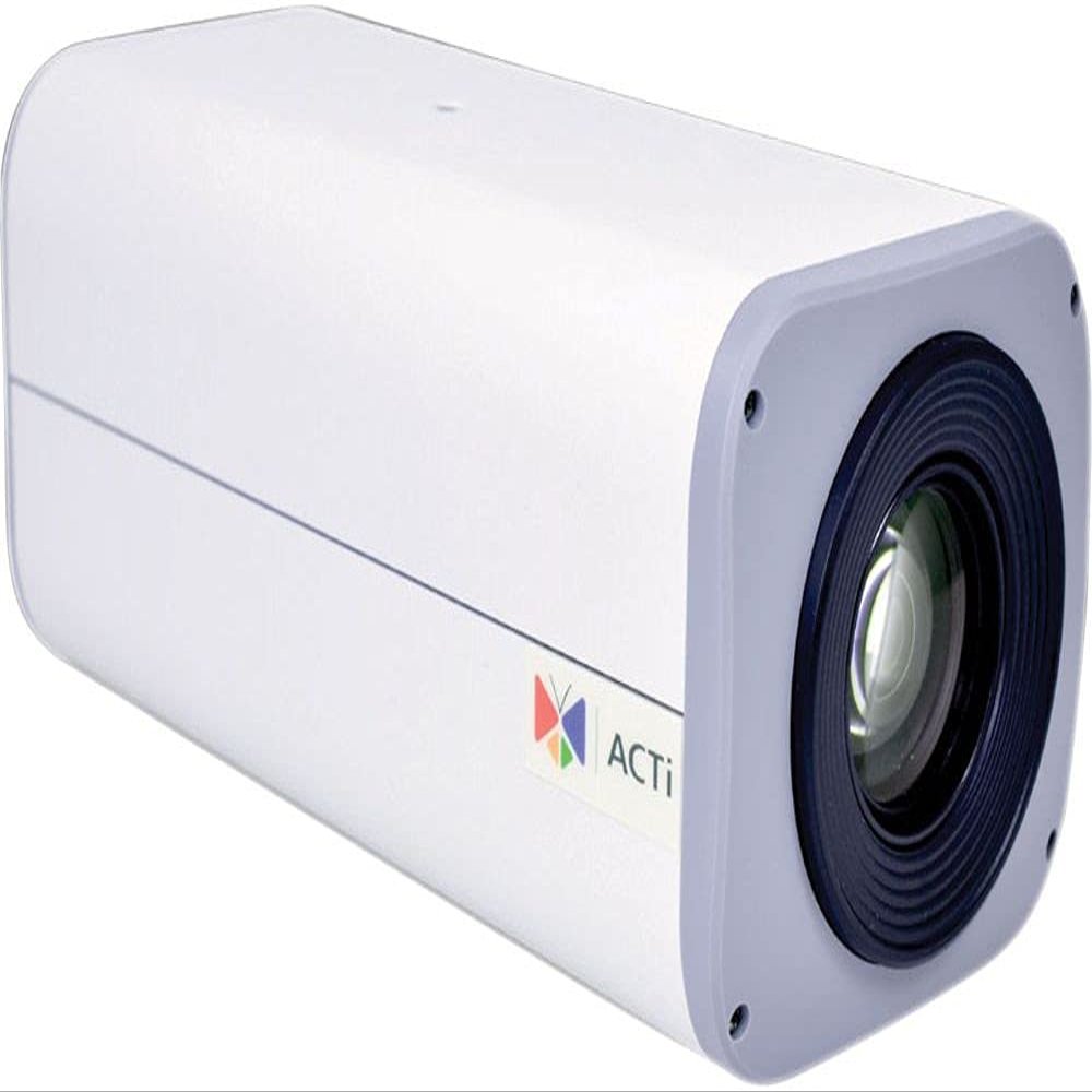 ACTi B26 3MP Video Analytics Zoom Box Camera with SLLS, 36x Zoom Lens, DC iris, Auto Focus, H.265/H.264, 1080p/60fps, 2D+3D DNR, Audio, MicroSDHC/MicroSDXC, PoE/DC12V, DI/DO, RS-422/RS-485