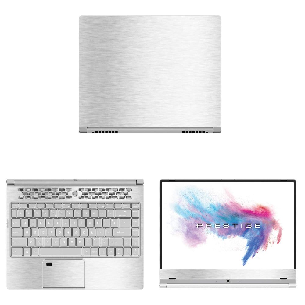 Decalrus - Protective Decal for MSI Prestige PS42 (14" Screen) Laptop Silver Texture Brushed Aluminum Skin case Cover wrap BAmsiPS42Silver