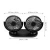Duokon Dual Head Electric Fan, USB Dual Head 12V Car Fan Portable Air Conditioner Low Noise Auto Cooler Ventilation (Black) view 2
