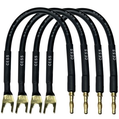 CNCESS CESS-027L HiFi Speaker Cable Jumpers Wire 6-inch - Spade Plug to Banana Plug Speaker Jumper Cable - 4 Pack (Large Fork)