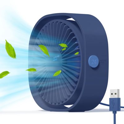Simpeak Small USB Fan Small Quiet Portable USB Powered ONLY (No Battery), Cooling 3 Speed Setting 360 Adjustable Swivel Desktop Personal Fan for Home Office Bedroom Outdoor Travel Summer, Blue