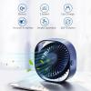 Simpeak Small USB Fan Small Quiet Portable USB Powered ONLY (No Battery), Cooling 3 Speed Setting 360 Adjustable Swivel Desktop Personal Fan for Home Office Bedroom Outdoor Travel Summer, Blue view 2