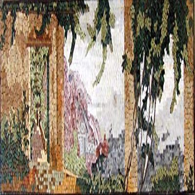 Mosaic Design Italian View Landscape- Marina | Mosaic Designs | Mosaic Artwork | Mosaic Wall Art Floor Inlay by Mozaico | Handmade Mosaics | 47" x 16"