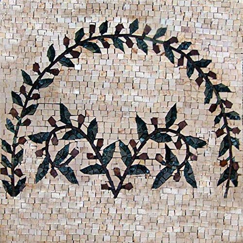 Olive Branch Mosaic Tile Patterns | Mosaic Designs | Mosaic Artwork | Mosaic Wall Art Floor Inlay by Mozaico | Handmade Mosaics | 20" x20"