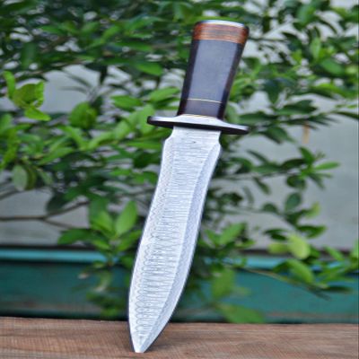 DK-4012 Damascus Steel Handmade 15 Inches Damascus Steel Dagger Knife - Beautiful Rose Wood & Black Micarta Handle
