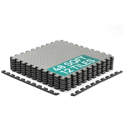 Yes4All EVA Interlocking Mats, Puzzle Floor Tiles, Foam Floor Padding with Border for Furniture, Home Space, Living Room, Garage 24,48,120 SQFT