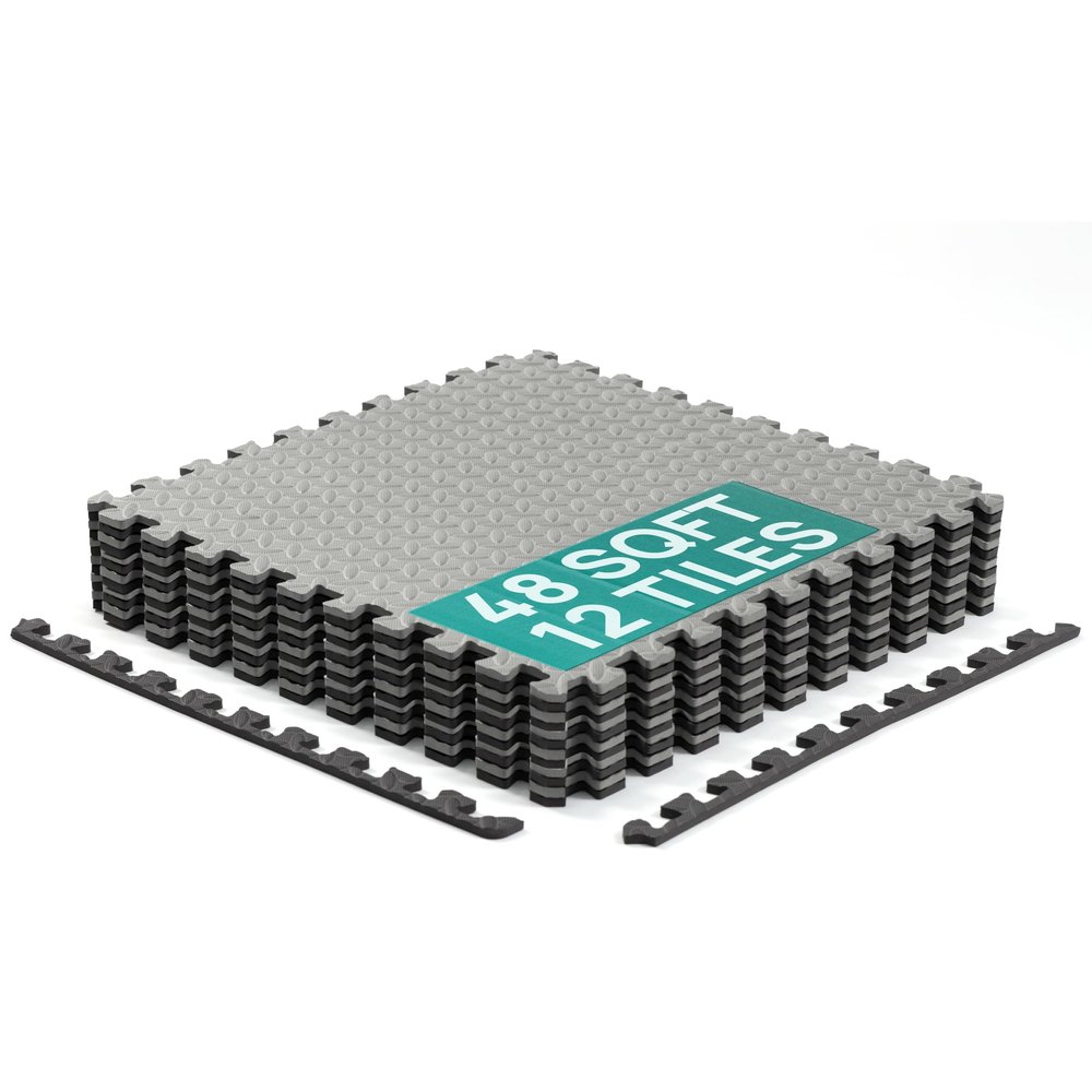 Yes4All EVA Interlocking Mats, Puzzle Floor Tiles, Foam Floor Padding with Border for Furniture, Home Space, Living Room, Garage 24,48,120 SQFT
