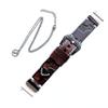 Sagittarius Zodiac Set Genuine Brown Leather Crafted Tooled Embossed Band Strap Compatible with Fitbit Versa and 25" Inch Pendant Necklace (1. Engraved Silver Color Buckle) view 3