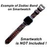 Sagittarius Zodiac Set Genuine Brown Leather Crafted Tooled Embossed Band Strap Compatible with Fitbit Versa and 25" Inch Pendant Necklace (1. Engraved Silver Color Buckle) view 4