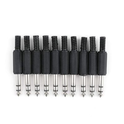 10 Pcs 6.3mm Male TRS 1/4 inches Stereo Jack Audio Plug Connector Soldering Plug Jack Connector
