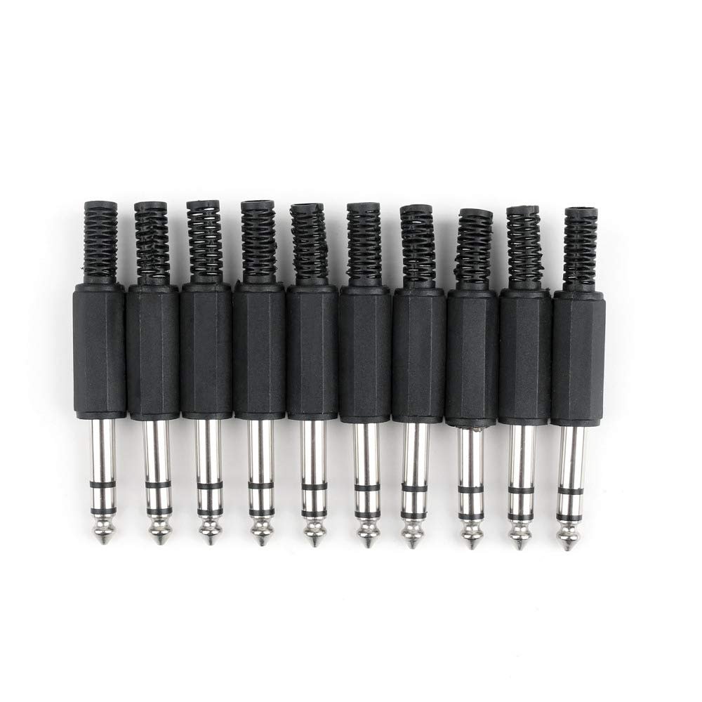 10 Pcs 6.3mm Male TRS 1/4 inches Stereo Jack Audio Plug Connector Soldering Plug Jack Connector