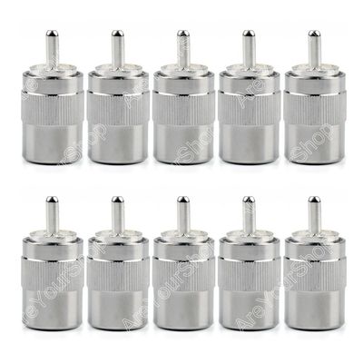10Pcs Connector UHF Male PL259 Plug Solder RG58 RG142 LMR195 RG400 Cable Silver