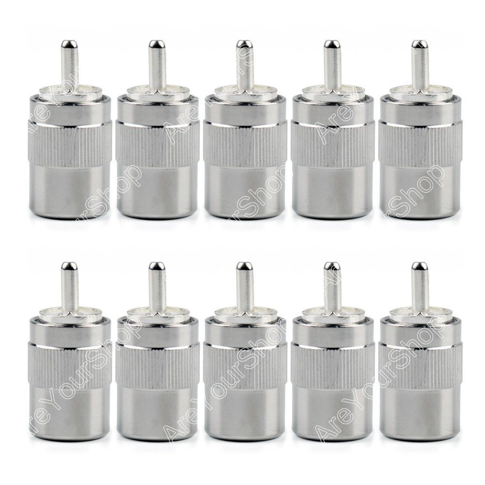 10Pcs Connector UHF Male PL259 Plug Solder RG58 RG142 LMR195 RG400 Cable Silver