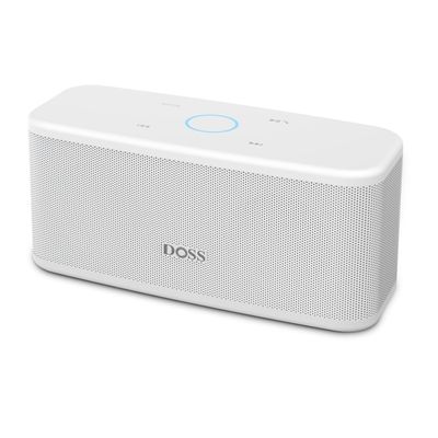 DOSS SoundBox Plus Bluetooth Speaker with Superior Sound, Bluetooth 5.0, Wireless Stereo Pairing, Built-in Mic, 20H Playtime, Portable for Hking, Beach, Camping. Outdoor, Home - White. Upgrade version