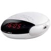 HANNLOMAX HX-200 Alarm Clock Radio, PLL FM Radio, with Preset Stations, Dual Alarm, 0.6" Red LED Display, USB Port for 1A Charging, Memory Backup, AC Power Operation only. (White) view 2