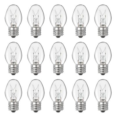 OuuKoo Salt Lamp Bulbs - 15 Watt Light Bulbs for Scentsy Wax Warmer - C7 Replacement Bulbs for Plug in Wax Diffuser- Warmwhite - Dimmable,15 Packs