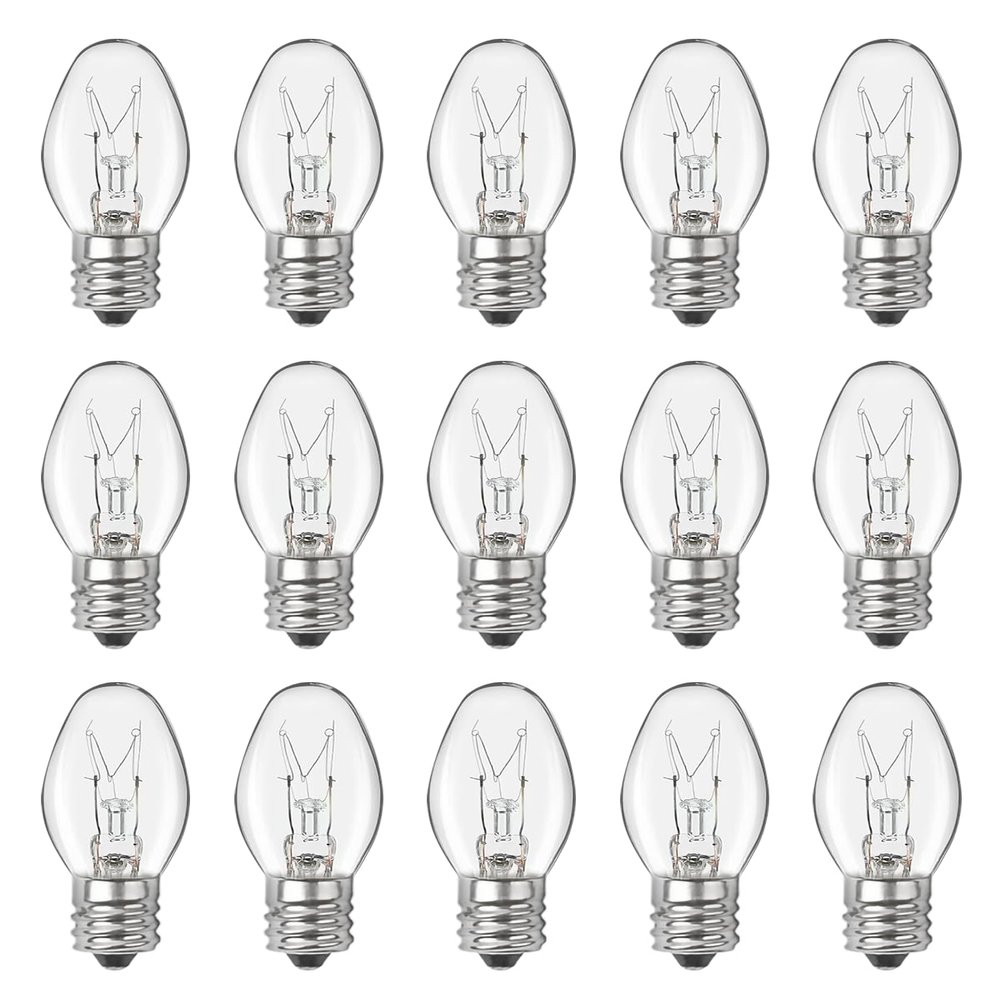OuuKoo Salt Lamp Bulbs - 15 Watt Light Bulbs for Scentsy Wax Warmer - C7 Replacement Bulbs for Plug in Wax Diffuser- Warmwhite - Dimmable,15 Packs