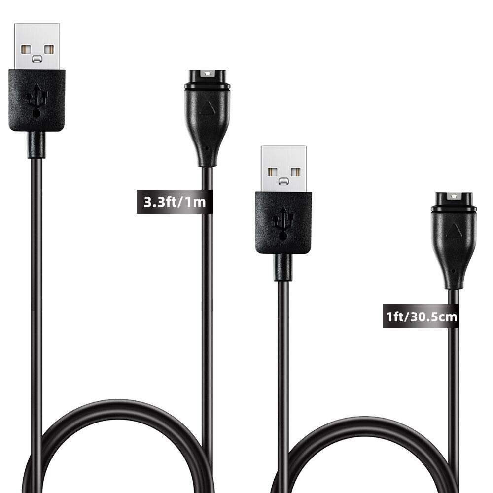 COSOOS 2-Pack Charging Cables for Garmin Charger Cable, 1m Long & 30cm Short Watch Charger Replacement for Garmin Vivosport,Approach X10,vivosmart 5,Instinct Fenix 7 6,Forerunner 245 945