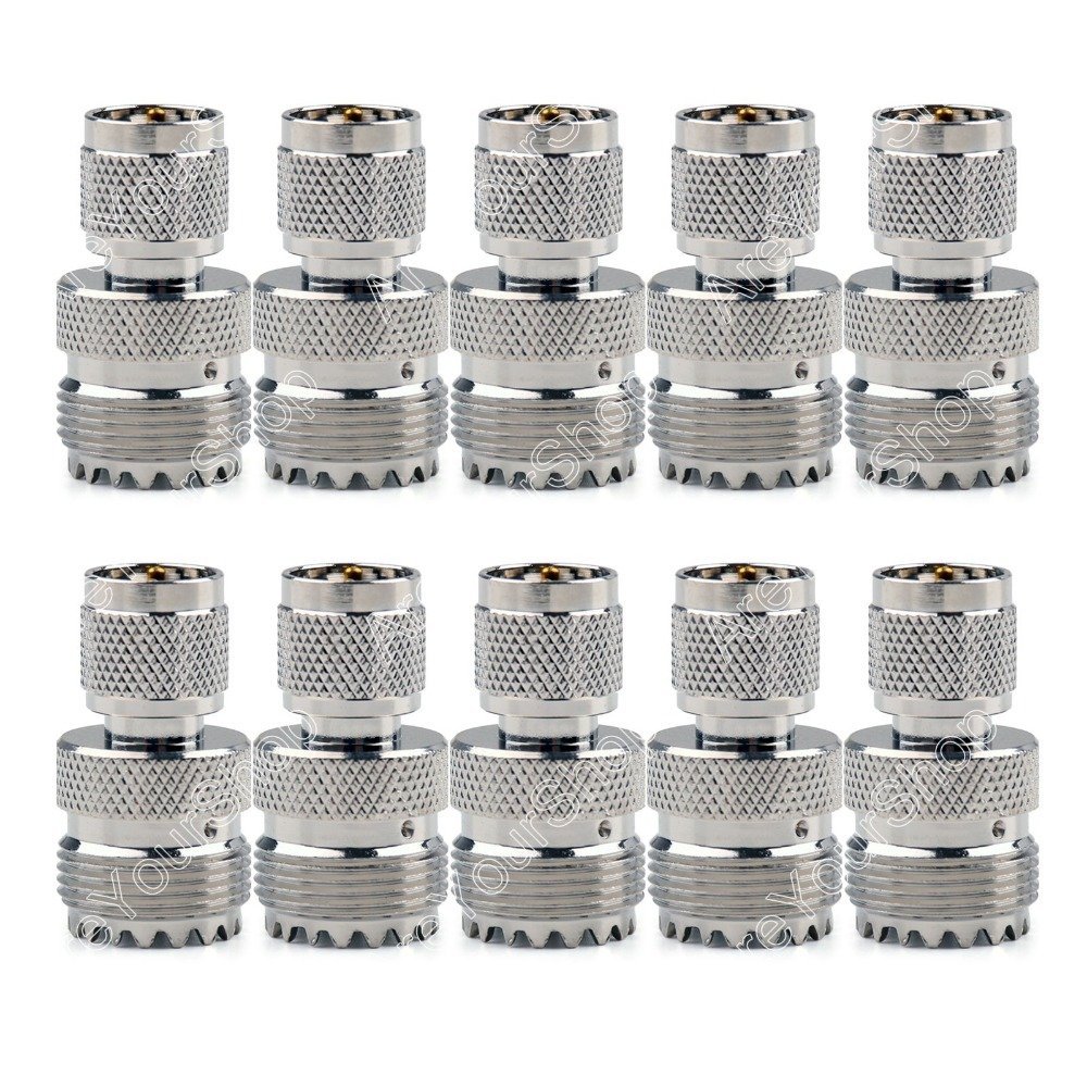 10 Pc Adapter SO239 UHF Jack Female to Mini UHF Male Plug Connector Straight F/M m