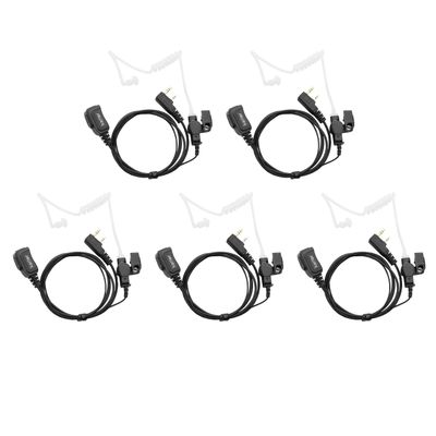 Karier 2 Pin Earpiece Headset with PTT Mic and Transparent Acoustic Tube for Kenwood Nexedge Hytera Puxing Wouxun Radio UV-82 UV-5R BF-F9 BF-888S TK260 TH-215 H-777 RT21 GT-3TP (5 Pack)