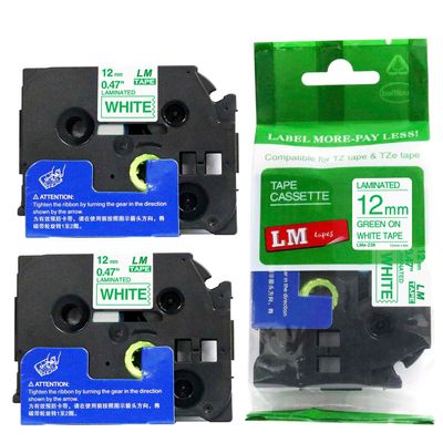2/Pack - LM Tapes Compatible TZe-236 Green on White p-Touch Label Tape, 12mm Laminated replacment TZe236 Tape, TZ236 0.47" Green Ink on White Label with a Great Color/Size Guide.
