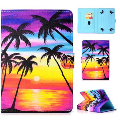Universal 10 inch Tablet Stand Case, Techcircle Lightweight PU Leather [Card Slots] Magnet Cover for All 9.5"-10.5" Tablet, for iPad 9.7, Galaxy Tab A 10.1/Tab S4 10.5, Fire HD 10.1, Sunset Beach