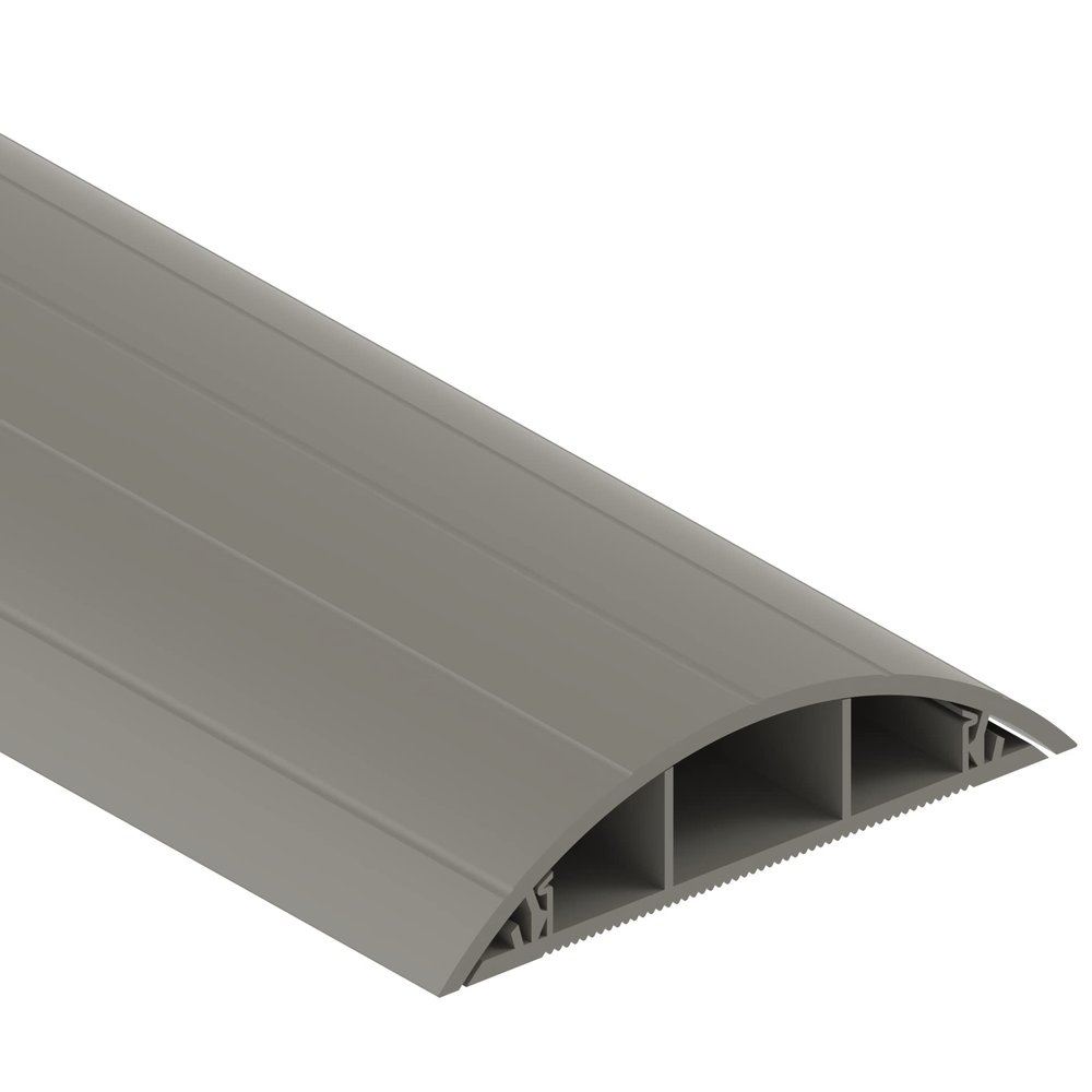 Habengut Floor Cable Guide PVC Grey Semi-Circular Cable Bridge for up to 3 Cables/Width 7.5 cm/Length 1 m