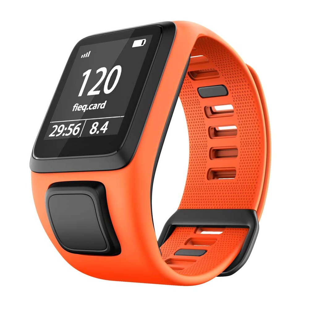 DKEnjoy Soft Silicone Replacement Band Accessory Watch Wrist Strap Bracelet for TomTom Runner 2/3 Series, Spark 3, Golfer 2, Adventurer Smartwatch (Orange)