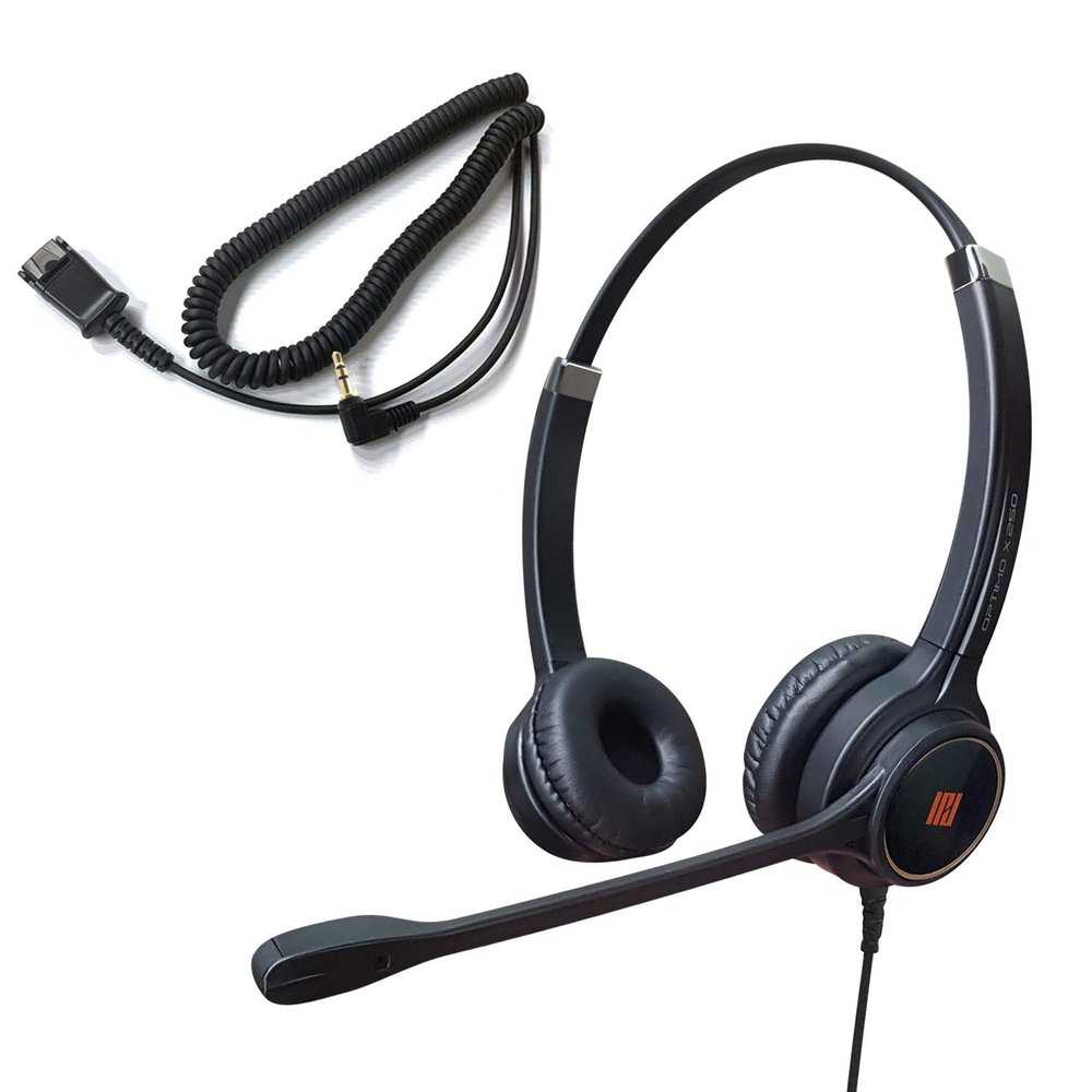 IPD Phone Headset 2.5mm with Microphone Noise Cancelling for Office and Call Center Corded IPH-255 Double Ear- Compatible with Ciso SPA,Polycom 320,321,330 and Other Cordless Phones
