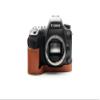 6D Mark II Camera Case, BolinUS Handmade Genuine Real Leather Half Camera Case Bag Cover for Canon Eos 6D Mark II Camera Bottom Opening Version + Hand Strap (LavaBrown) view 1