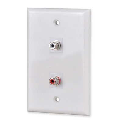 RCA Wall Plate, HTTX White 2-Port RCA Wall Plate with Removable F/F RCA Keystone Jack Inserts for L/R Stereo Speakers