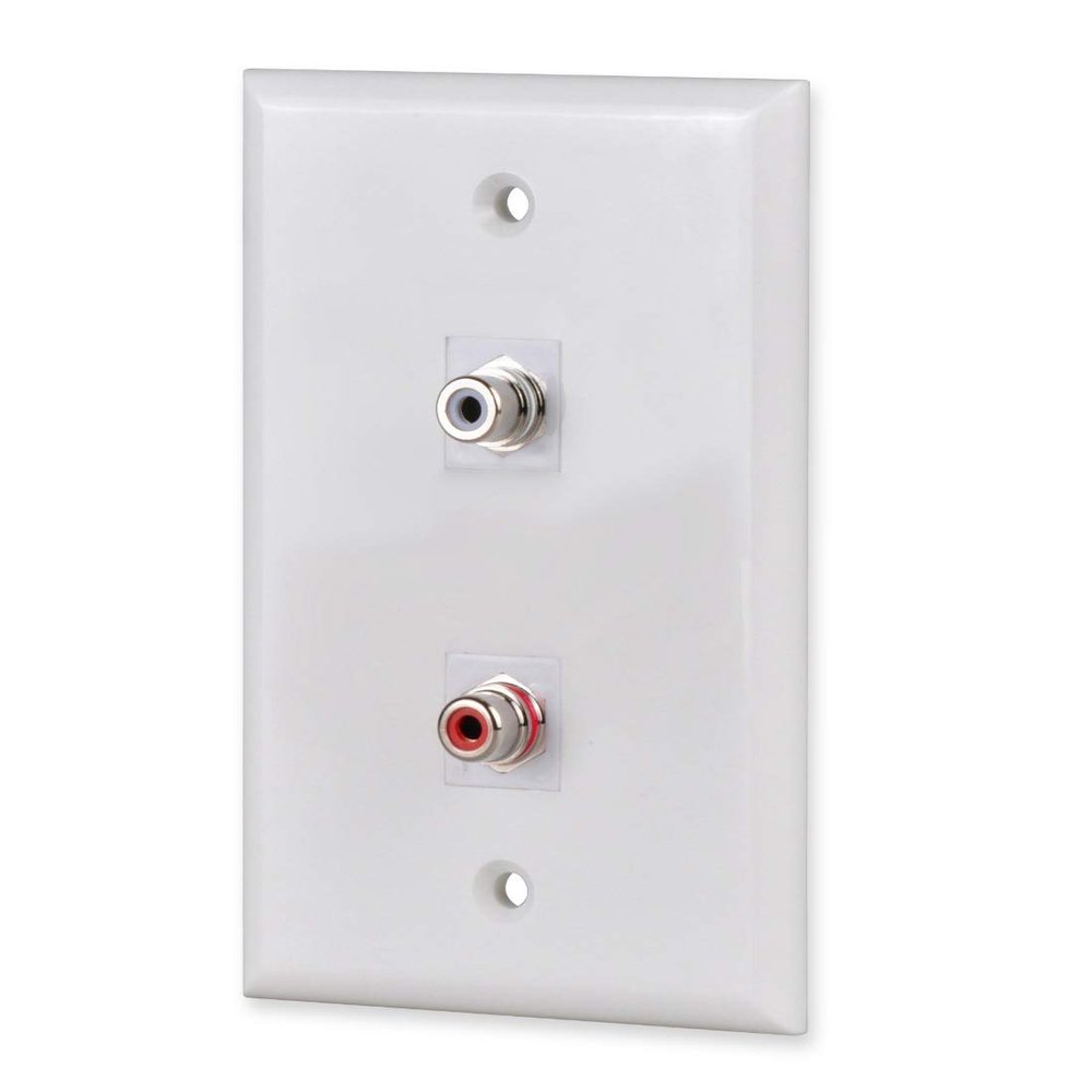 RCA Wall Plate, HTTX White 2-Port RCA Wall Plate with Removable F/F RCA Keystone Jack Inserts for L/R Stereo Speakers