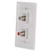 RCA Wall Plate, HTTX White 2-Port RCA Wall Plate with Removable F/F RCA Keystone Jack Inserts for L/R Stereo Speakers view 2