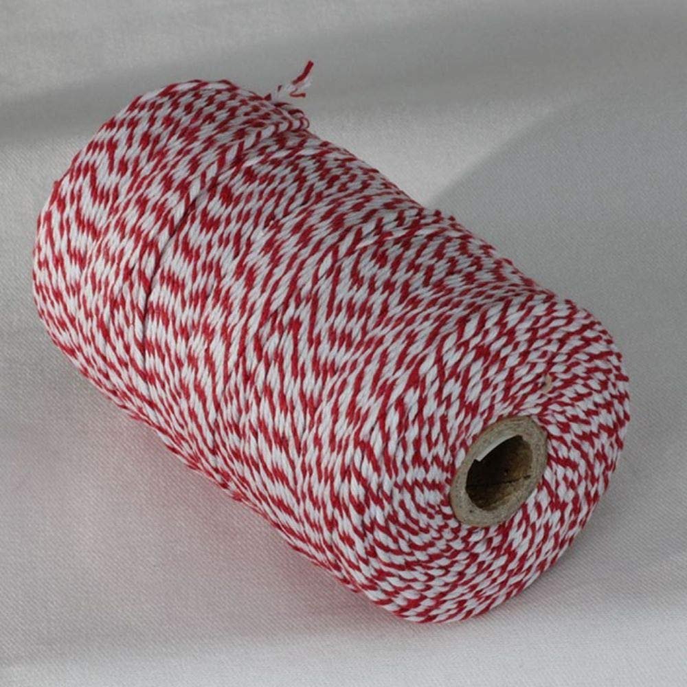 Red and White Striped Pattern Craft Twine 0.05" x 220 Yards