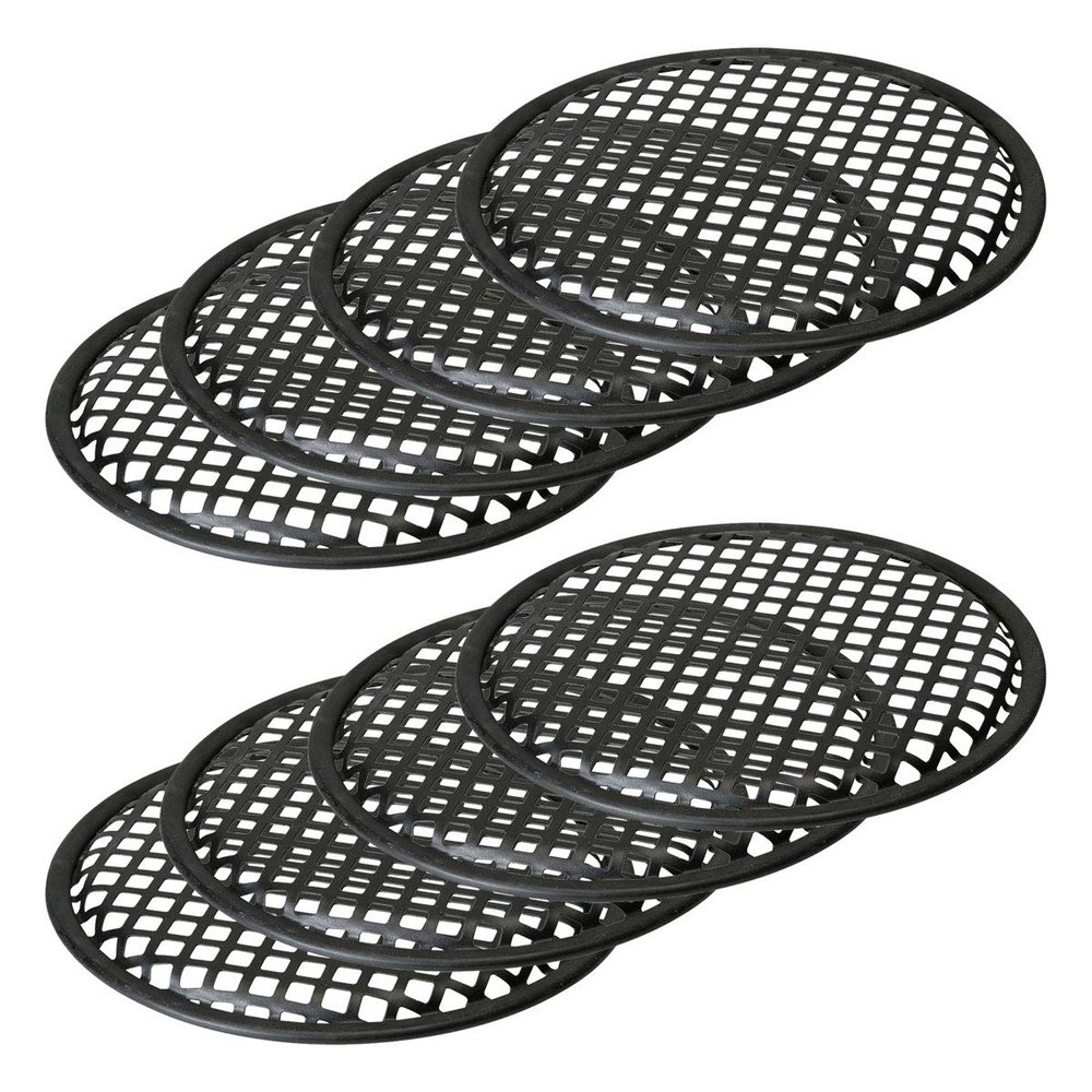 4 Pairs 8" Inch Subwoofer Metal Waffle Grills - Universal Speaker Cover Guard - Black