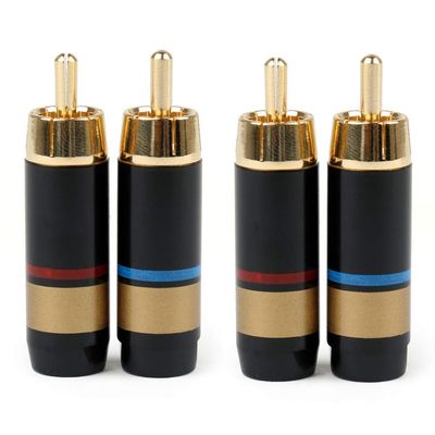 4PCS Copper RCA Plug Audio Cable Male Connector Adapter Connector Soldering Phono Male for 6.6mm Cable