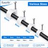 Cable Wire Clips 4mm 6mm 8mm 10mm (Pack of 200) Cable Management RG6 RG59 CAT5 CAT6 RJ45 Electrical Ethernet Dish TV Speaker Wire Cord Tie Holder Single Coaxial Nail Clamps view 3