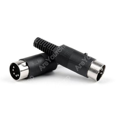 6 Pcs Din Male Plug Cable Connector 5 Pin with Plastic Handle Adapter