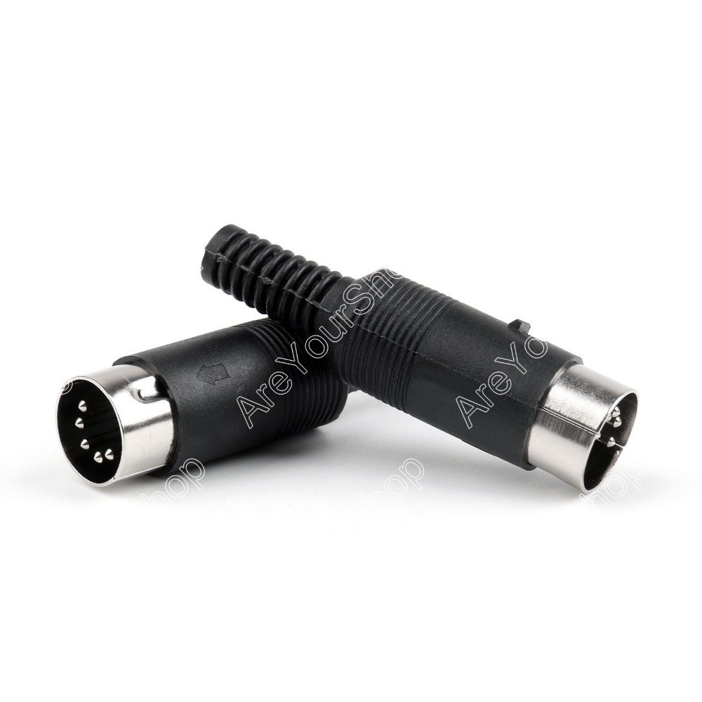 6 Pcs Din Male Plug Cable Connector 5 Pin with Plastic Handle Adapter
