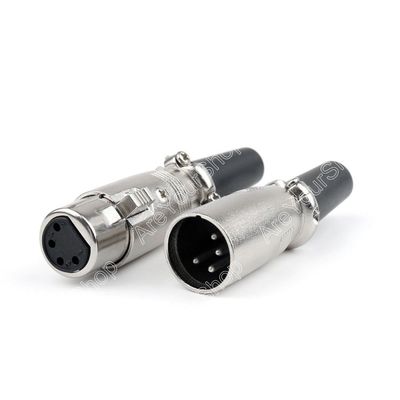 1 Pcs Nickel Plated 4Pin Female Adapter + 4Pin XLR Male Plug Audio Microphone Connector