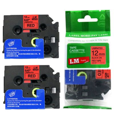 2/Pack - LM Tapes Compatible TZe-431 Black on Red p-Touch Label Tape, 12mm Laminated replacment TZe431 Tape, TZ431 0.47" Black Ink on Red Label with a Great Color/Size Guide.