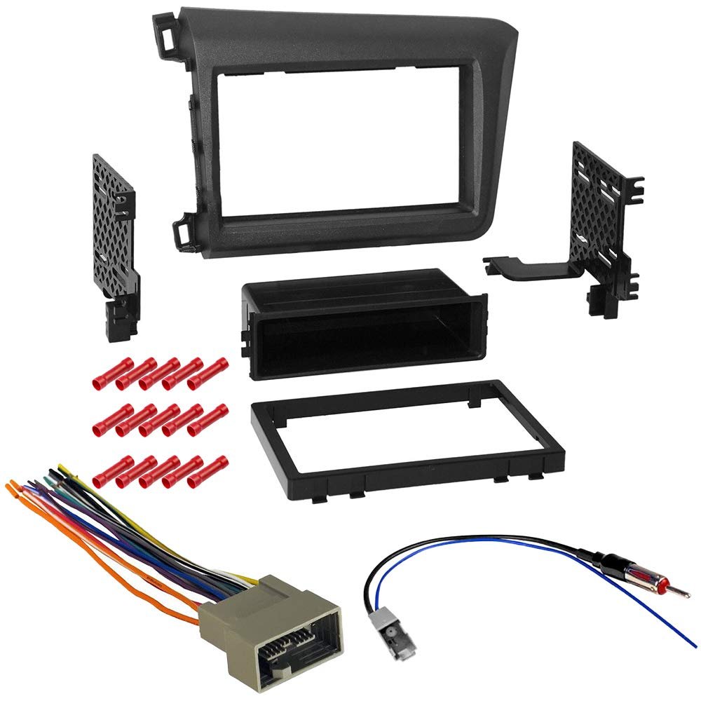 CACH KIT296 Bundle with Car Stereo Installation Kit for Honda Civic 2012  in Dash Mounting Kit, and Harness for Single Double Din Radio Receivers (4 Item)