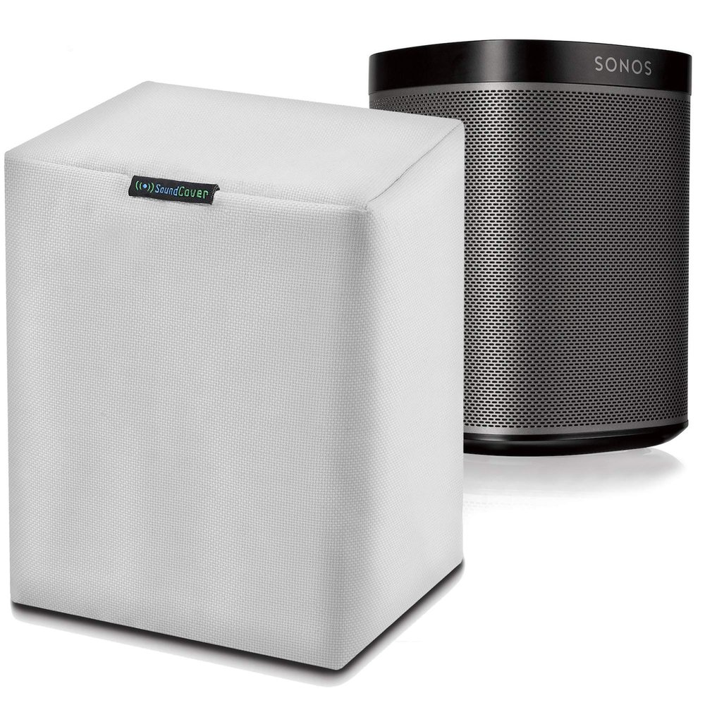 Single White Outdoor Speaker Cover for Sonos Play:1 / One/One SL 600D Weatherproof & UV-Resistant Wall Mount Compatible by SoundCover