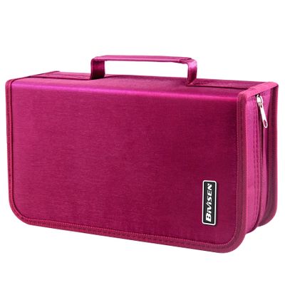Bivisen CD/DVD Case Holder, 128 Capacity CD VCD Media Wallet, Storage, Holder, Booklet, Organizer (Rose)