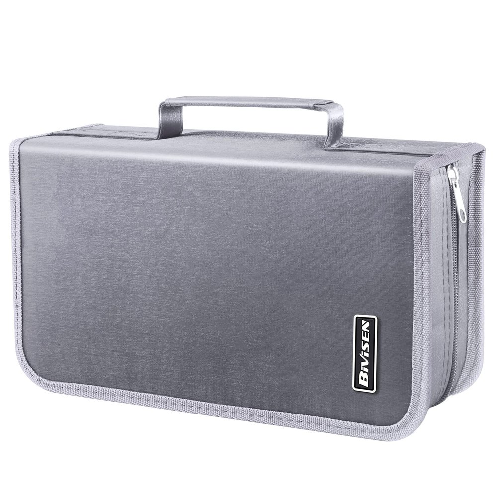 Bivisen CD/DVD Case Holder, 128 Capacity CD VCD Media Wallet, Storage, Holder, Booklet, Organizer (Silver)
