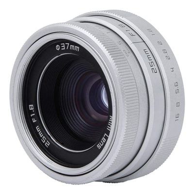 25mm F1.8 APS-C Large Aperture Wide Angle Lens Manual Focus Lens for, for, for FX, for for M, for Mirrorless Camera(Silver)